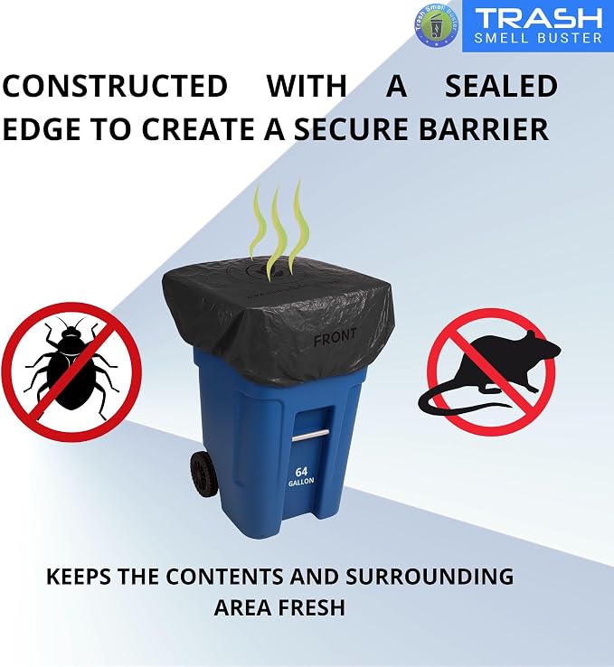 Trash Can Smell Eliminator Cover Odor Eliminating Bag Lemon Scented Durable Chemical Free 64 Gallon 3 Pack