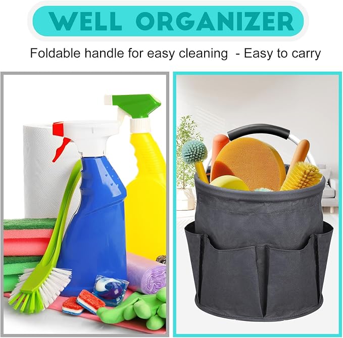 17L Cleaning Caddy for Cleaning Supplies with Handle,Cleaning Supplies Organizer Bucket for Home Garden