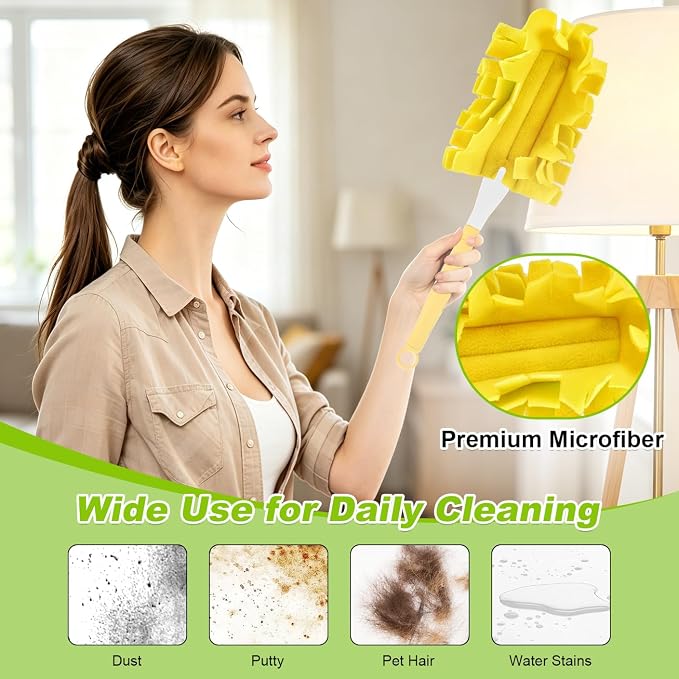 Reuasble Duster Refills Fleece Compatible with Swiffer - Washable Electrostatic Microfiber Heavy Duty Duster Pads for Chenille - 360° Cleaning Pads for Home Blind Window Fans（8 Pack-Mix）