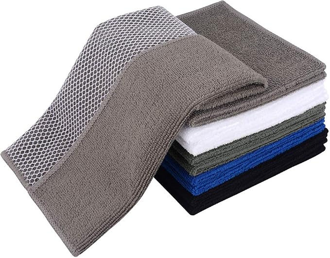 Dish Cloth for Washing Dishes Kitchen Washcloth Cleaning Cloth | 12x12inch 10pack Kitchen Towels Rags, Microfiber Cleaning Cloths, Wash Cloths with Poly Scour Side, Wholesale, Assorted