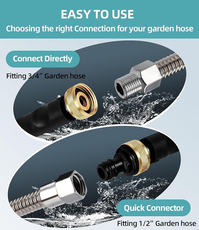 Jet Nozzle High Pressure Hose Nozzle, 18” Hydro Jet Water Hose Nozzle | for Garden Hose with 3 Nozzles & Hose Quick Connectors, Power Washer Wand for Cleaning Patio, Car, Window, Blue