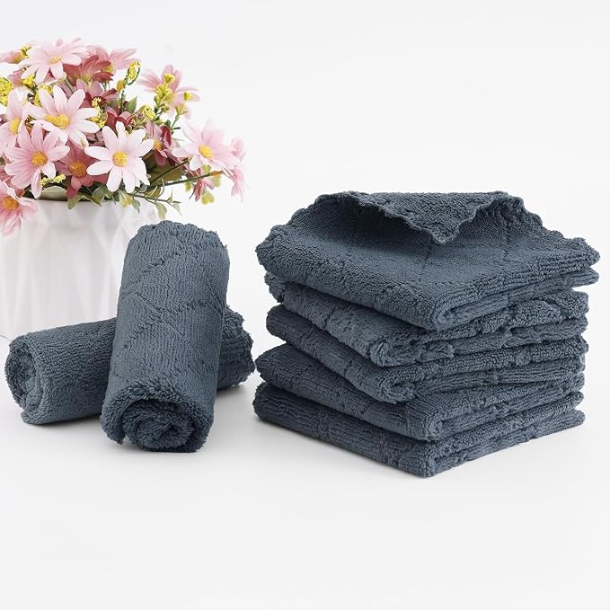 Homaxy 18 Pack Super Soft Absorbent Dish Cloths, 10" x 10", Dark Grey | Coral Velvet, Nonstick Oil Fast Drying Microfiber Cleaning Cloth, No Lint Household Dishcloths