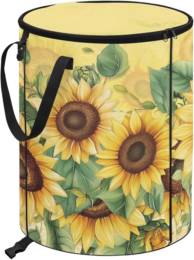 Sunflower 24 Gallon Camping Trash Can Collapsible Outdoor Garbage Can Compact Easy to Store Recycling Bin for Camping RV Travel Waterproof Storage Bags for Clothes