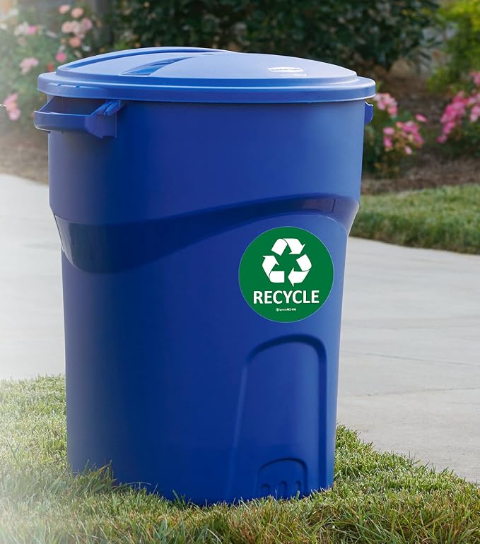 IGNIXIA Recycle Stickers for Trash Can, (Pack of 02) 6x6 Inches Large Blue (Green and Black)