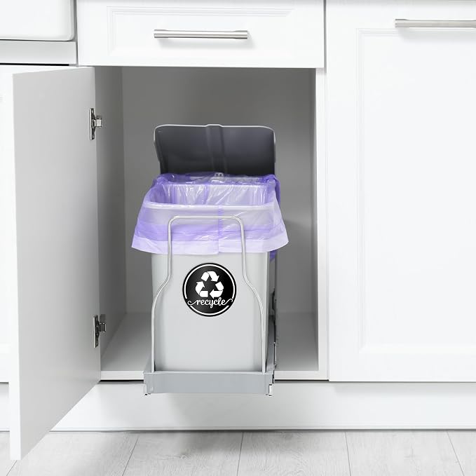 Modern Recycle Stickers for Trash Bins, Recycling Stickers for Trash Can | 3.5" Laminated Recycle Sticker for Kitchen Bins, Garbage Can Labels for Recycling Bin Combo, Made in USA, Rustic Black Labels