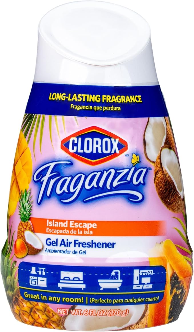 Clorox Fraganzia Gel Air Freshener Cone, Hawaiian Escape, 6 Oz | No-plug, battery-free freshener for small rooms, closets, kitchens, and bathrooms