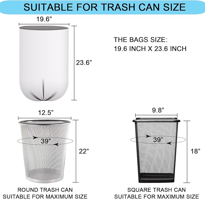 6 Gallon Clear Trash Bags, Fits 5-6 Gallon Bins, 75 Counts | Small Garbage Bags, Wastebasket Trash Liners