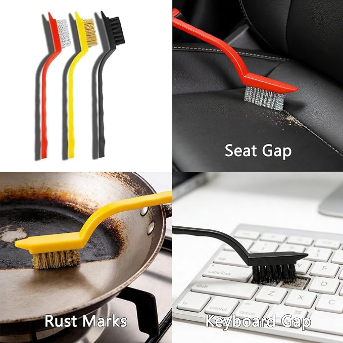 Crevice Cleaning Brush 24-Pack - Heavy Duty Hard Bristle Gap Brush for Deep Cleaning - Ultra-Thin Window Track Cleaning Tool for Shower Grout, Sliding Doors, Baseboards & Auto Detailing