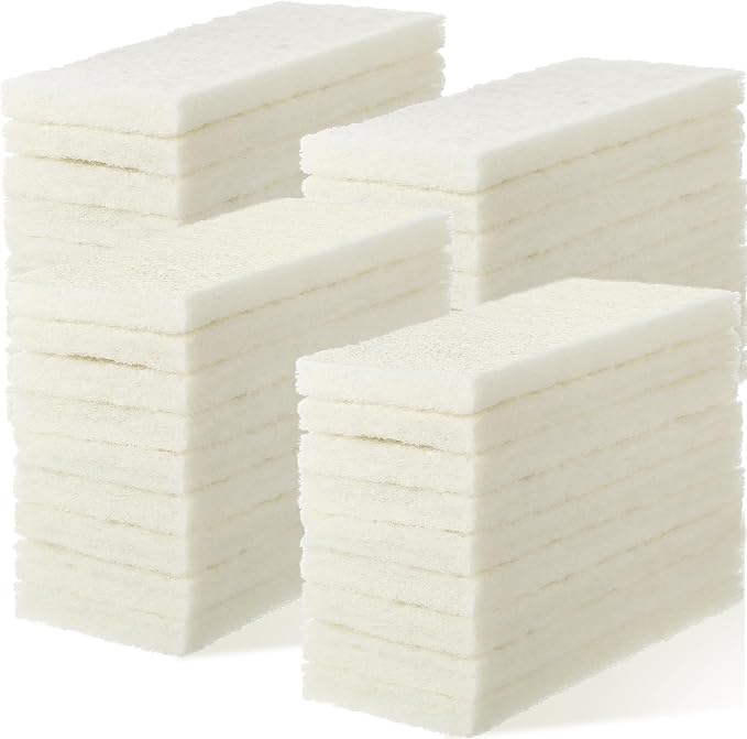 40 Pieces Non Scratch Scrubbing Pad Reusable Kitchen White Dish Scrubber Scouring Sponge Pads Multi Purpose for Kitchen Household Cleaning Supplies, 10 x 4 Inch
