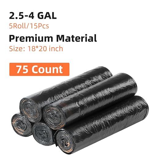 funest Trash Bags, 4 Gallon Small Drawstring Garbage Bags 75 Counts, Thick Plastic Wastebasket Liners for Bathroom Toilet Office Bedroom