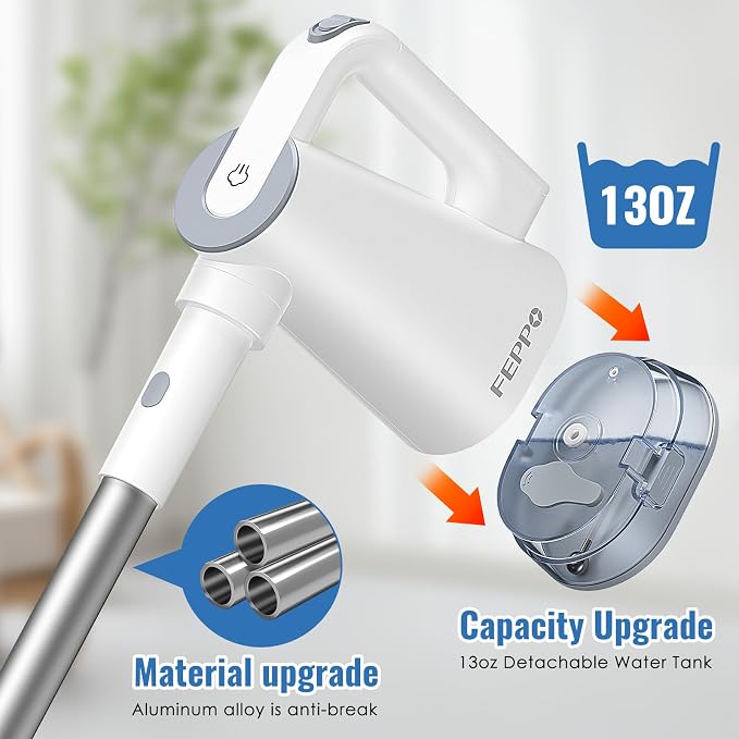 FEPPO Steam Mop & Detachable Handheld Steam Cleaner for Home and Floor | 15s Heat-Up, 230°F Floor Steamer for Deep Cleaning with Multi-purpose Attachments Hardwood Floors, Tile,Grout,Furniture