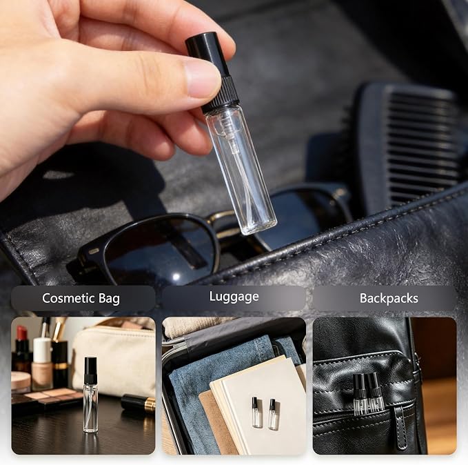 Elfenstall- 10Pcs 5ml Mini Spray Bottles Clear Glass Bottles Empty Fine Mist Atomizer Small Refillable for Cologne Perfume fragrances Liquid Sample Containers