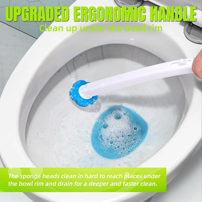 Disposable Toilet Brush Cleaning System with 54pcs Refills Pads, Toilet Wand Kit, Toilet Bowl Cleaner Brush for Bathroom Maintenance (2-Set)