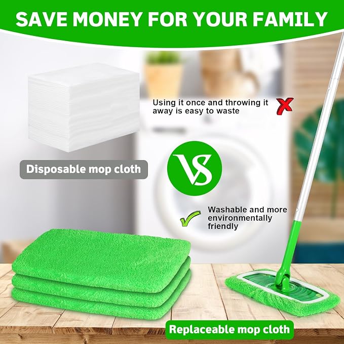 AmaVins Microfiber Mop Pads, 8Pcs Reusable for Sweeper Mop | Wet Mopping & Dry Sweeping, Washable, for Hardwood & Multi-Surface Floors, Durable Microfiber, Easy Cleaning Refills