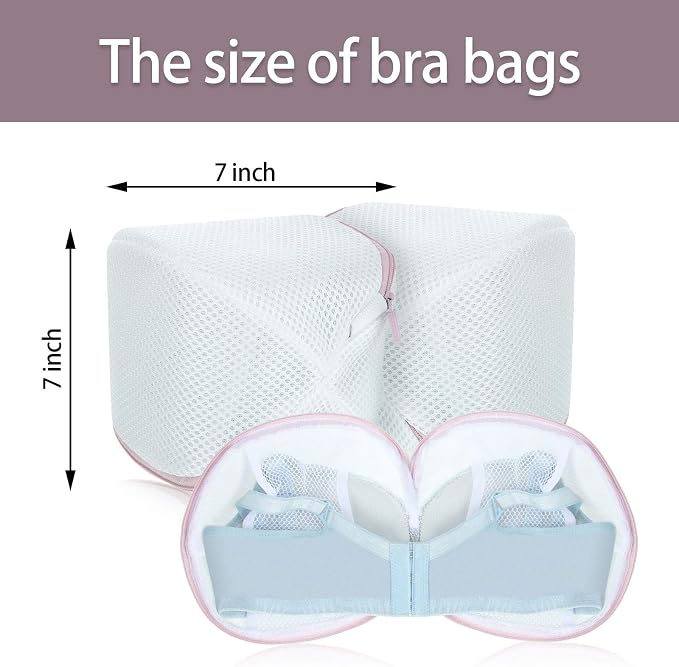 Shappy 6 Pcs Bra Washing Bag for Laundry Storage Women 7.87 Inch Pink | Mesh Wash Lingerie, Zipper Design, Guard Bras Deforming Tearing, Reduce Colors Bleeding, Packing Trip, Comfortable Portable