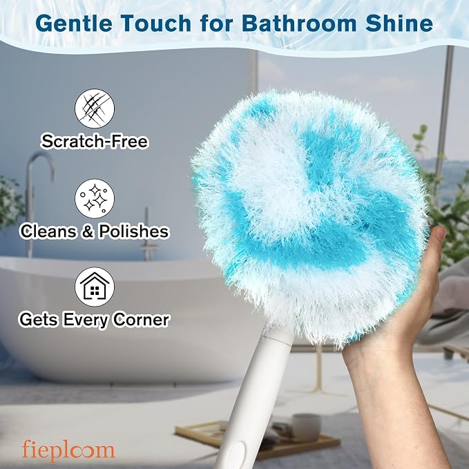 Non-Scratch Tub Tile Scrubber Brush, 48" Long Handle (2-Pack) | Soft Tub Mop, 2026 Version, All-in-One Adjustable Shower Brush for Bathtub, Bathroom, Sink, Faucet, and Wall Tile