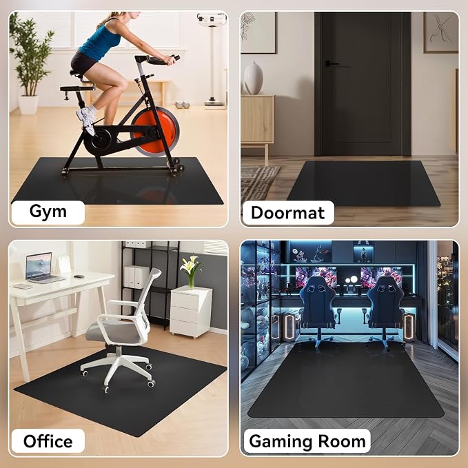 Black Office Chair Mat for Hardwood Floor, 48 x 60 in Desk Floor Protector | Heavy Duty Plastic Floor Mat, Smooth Rolling, Easy to Clean, Protects Wood & Tile Floors, Ideal for Computer & Gaming Chairs