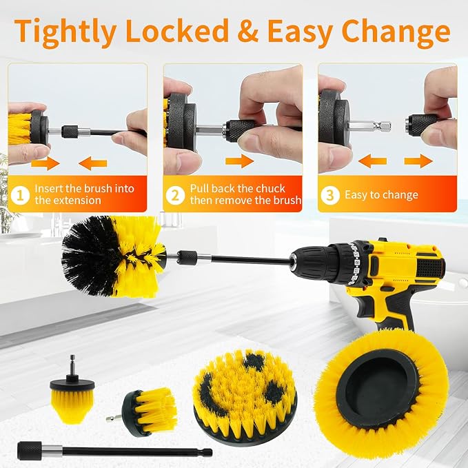 32 Pack Drill Brush Attachments Set Scrub Pads Sponge Buffing Pads Crevice Cleaning Brush for Home Bathroom Car Kitchen Corners Sink Stubborn Stains Tiles Car Polishing Kit