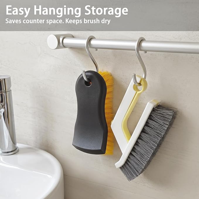 Heavy-Duty Scrub Brush & 2-in-1 Grout Cleaner Brush-2pcs | Scrub Brushes for Cleaning Tile, Floor, Bathtub, Carpet, Sink. Ideal for Kitchen, Bathroom, Shower
