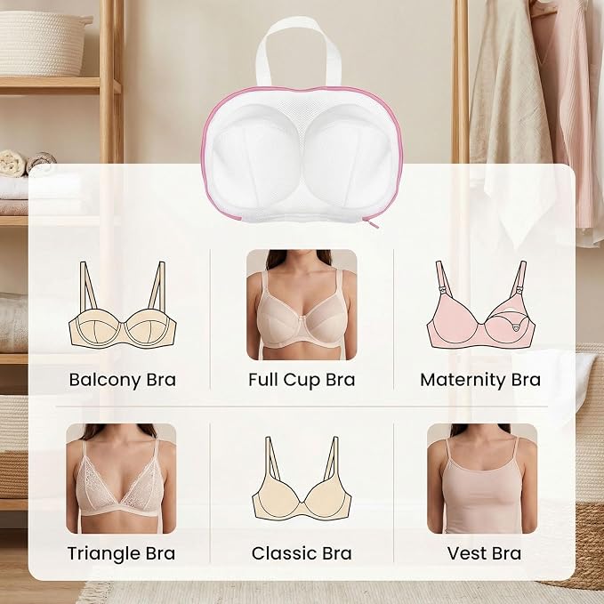 4 Pack Large Bra Washing Bags for Laundry, Bra Bag for Washing Machine, BraWashing Protector with Premium Zipper, Mesh Lingerie Bags for Delicates Underwear Brassiere Integrated