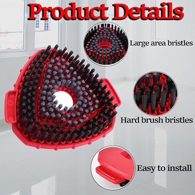 Spin Mop Scrub Brush Head Compatible with O Cedar EasyWring 1-Tank Spin Mop System, 2 Microfiber Scrubber Mop Head Refills & 1 Mop Base, Hard Bristle