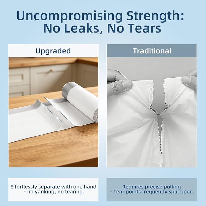 1.2 Gallon Trash Bags, 100 Count White Trash Bags Drawstring Small Garbage Bags Thick Pre-separated Unscented Trash Can Liners for Bathroom Office Kitchen Bedroom Home