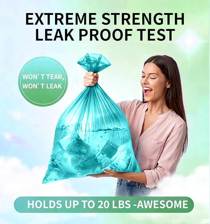 Medium 8 Gallon Trash Bags Unscented, 0.94 Mil, Blue, 150 Count | 30 Liter Garbage Bag, Plastic Waste Basket Can Liners, Thick, Leakproof, Tear Resistant, for Bathroom Office Kitchen Bulk