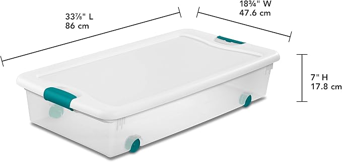 Sterilite Wheeled Latching Box w/ Lids for Home & Office, 56 Quart, 6-Pack