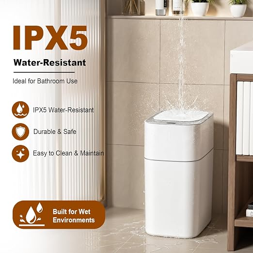 funest Smart Bathroom Trash Can with Lid, 3 Gallon | Motion Sensor Trash Can, Slim Automatic Garbage Can, Small Trash Can for Bathroom, Bedroom & Office, Bag-Holding Design