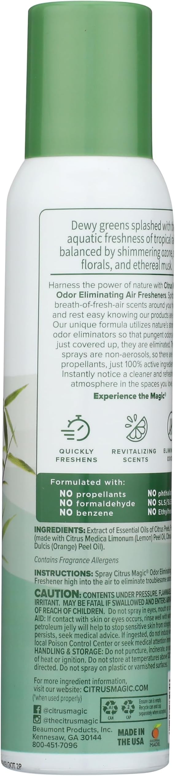 Citrus Magic Air Freshener Spray, Bamboo Rainforest, 3 Ounce, Pack of 3 | Odor Eliminator for Home, Up to 7 Hours of Freshness, Non-Aerosol, Citrus-Based Formula