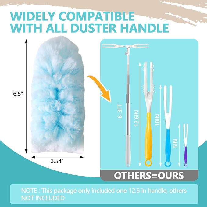 40 Pack Duster Refills Kit Disposable for Swiffer Duster Handle | Heavy Duty Replacement,for Home, Blinds, Car, Pet, Furniture, Fans With 1 Handle 360° Deep Cleaner (Blue)