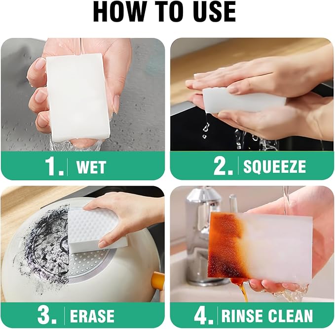 Magic Sponges Cleaning Eraser 50 Pack, 2X Compressed Melamine Sponge Cleaner, Melamine Foam All Purpose Cleaning Pads, Heavy Duty Stain Remover for Home Kitchen Bathroom Sneaker Car