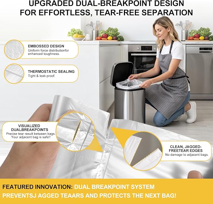 4 Gallon Small Trash Bags, 220 Ct Unscented for Bathroom & Office | Flexible & Durable Small Garbage Bags, Unscented & Easy Tearing 4 Gallon Trash Bag for Kitchen,Bedroom,Transparent,15L