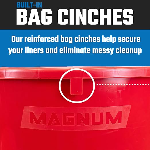 Magnum 32 Gallon Trash Can, High-Vis Red, Construction Grade, Heavy Duty Plastic, Jobsite Ready for Handling and Holding Garbage CMTC-C000-32R01 (1 Pack)