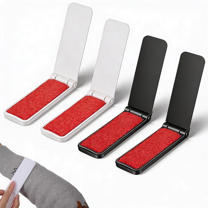 Hecila Foldable Lint Brush for Clothes Portable Lintbrushes Compact Size | Reusable Mini Lint Brushes, Travel Removal Tool, Furniture, Pet Hair, Sticky Surface, Easy to Clean, No Mess, Fuzz Remover