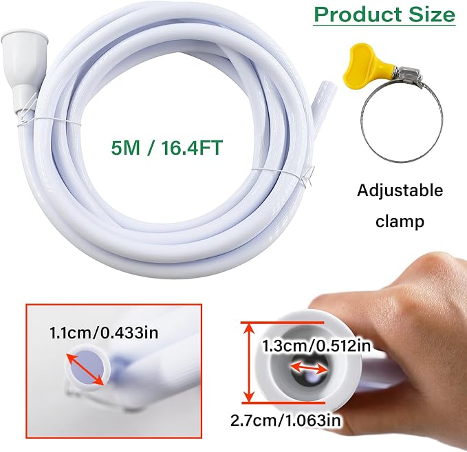 16.4FT/5M Sink Extension Hose,Sink Hose Adapter,Portable Water Transfer Accessories for Gardening, Watering, and Outdoor Cleaning with Adjustable Clamp