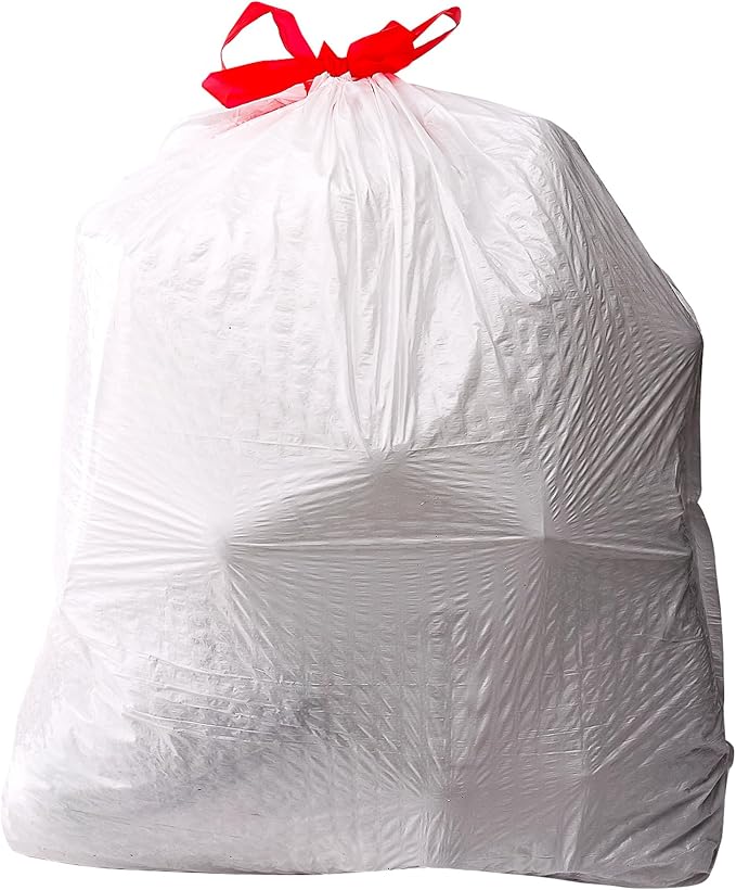 Amazon Basics 13 Gallon Tall Kitchen Drawstring Trash Bags, Flextra Strength, Tear Resistant, 10% Post Consumer Recycled, 120 Count