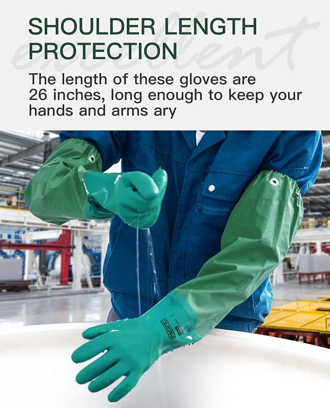 PACIFIC PPE 26 Inch PVC Chemical Resistant Gloves, Waterproof, Reusable | Cotton lined, acid and oil resistant, anti-skid grip, waterproof protection for chemical handling and industrial use