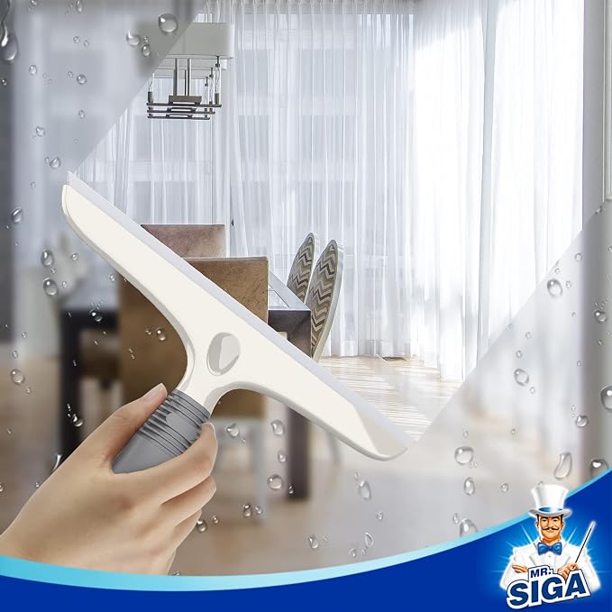 MR.SIGA Silicone Squeegee for Shower Doors, 10 inch, White & Gray, 4 Pack