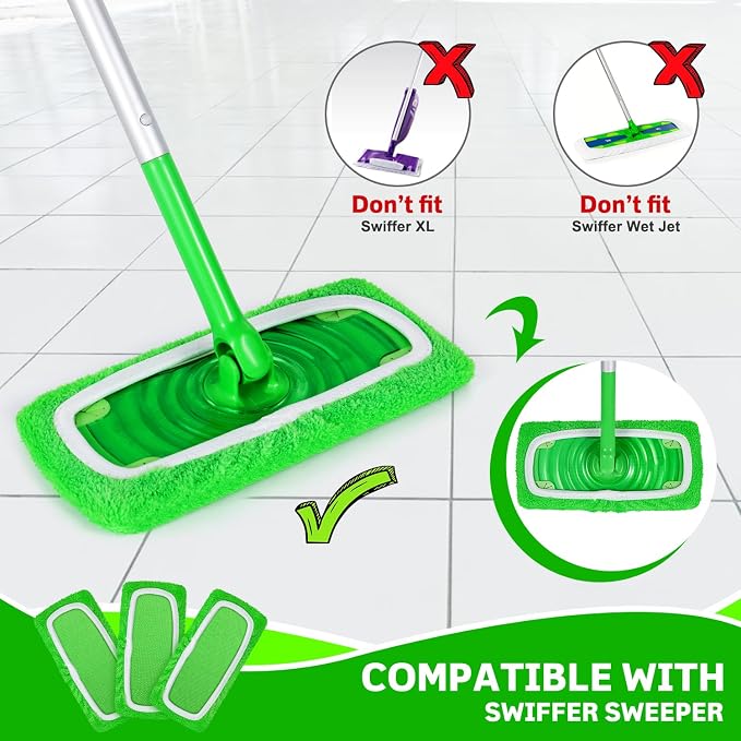 AmaVins Microfiber Mop Pads, 8Pcs Reusable for Sweeper Mop | Wet Mopping & Dry Sweeping, Washable, for Hardwood & Multi-Surface Floors, Durable Microfiber, Easy Cleaning Refills