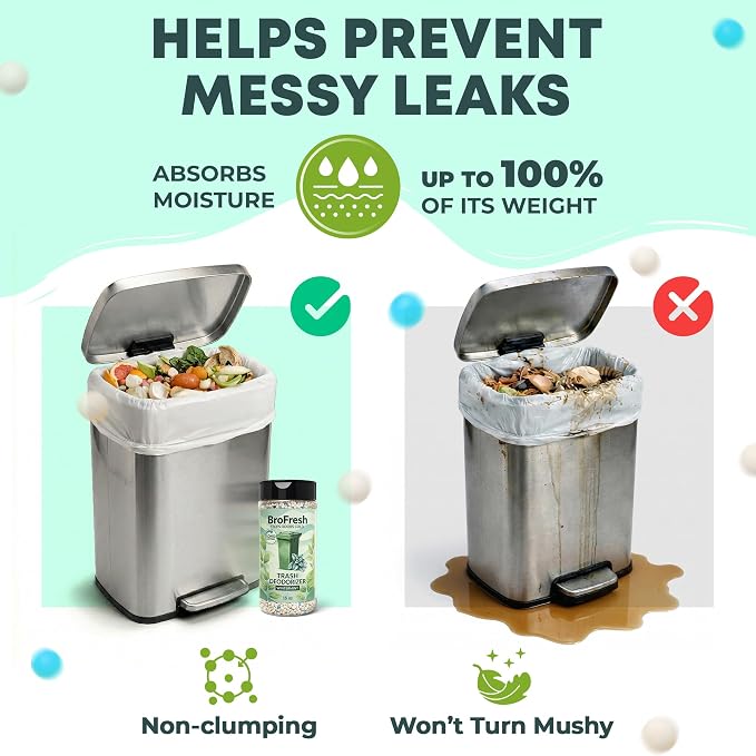 BroFresh Garbage Can Deodorizer, Neutralizes Odor, Absorbs Moisture & Releases Long-Lasting Scent, Safe & Non-Toxic, Trash Can Odor Eliminator (16 oz Single, Wintermint)