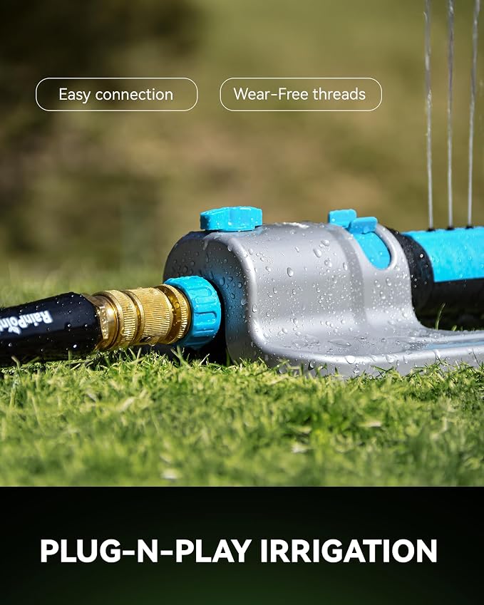 RainPoint Garden Hose Quick Connectors, Heavy Duty Solid Brass 3/4 Inch GHT, Universal Leak-Proof Fittings for Easy Water Hose Connection (2 Sets)