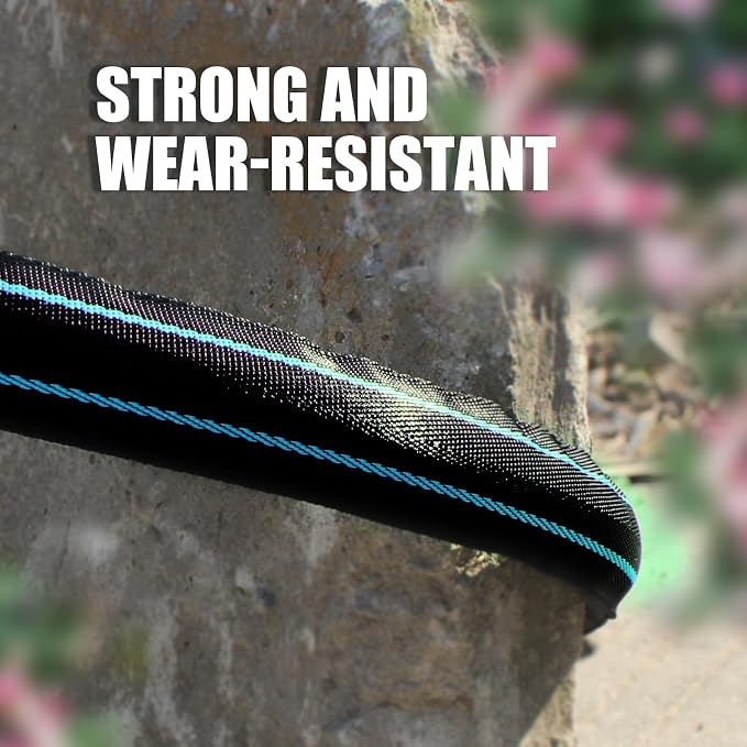 Relxitl Garden Hose 75ft, Flexible Water Hose with 10 Function Hose Nozzle, Lightweight, Tangle Free, Rust Proof for Yard, Watering(Blue)