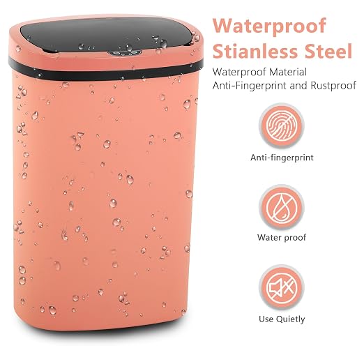 13 Gallon/50 L Kitchen Trash Can with Lid, Garbage Can with Touch-Free Lid, Cute Trash Bin Automatic Bathroom Trash Can, Motion Sensor Waterproof Trash Bin