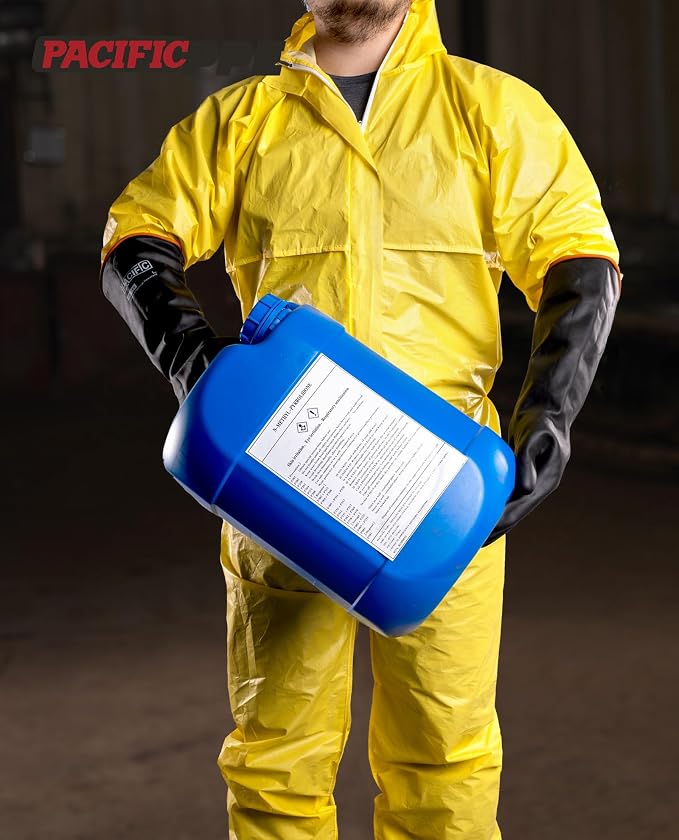 PACIFIC PPE 18 Inch Latex Chemical Resistant Gloves, Waterproof, Heavy Duty | Resists acid, alkali and oil, waterproof, reusable, puncture resistant grip for industrial cleaning and chemical handling