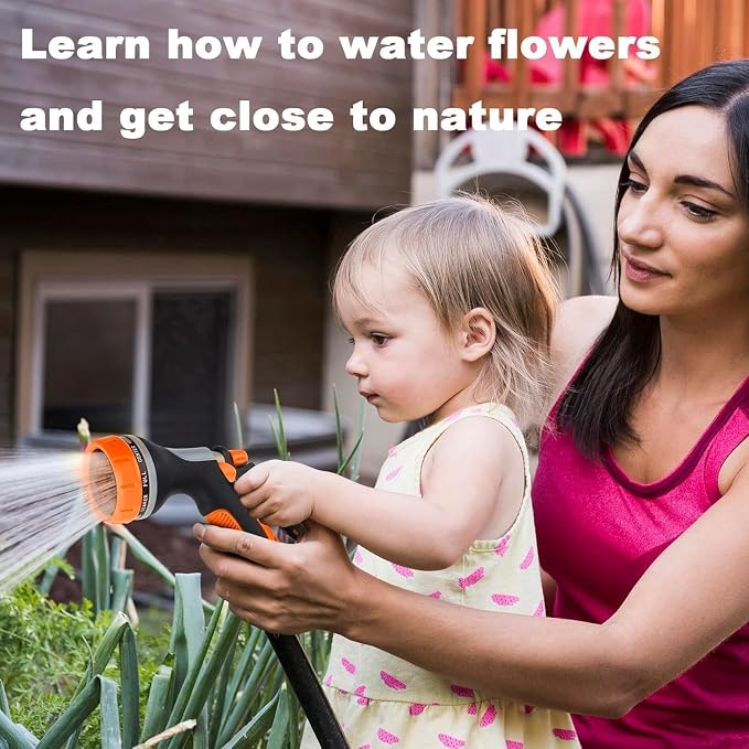 Garden Hose Nozzle with Adjustable 10 Watering Patterns Hose Spray Nozzle | Slip Resistant High Pressure Leak-Proof ,Water Hose Nozzle Sprayer for Plants & Lawns Watering,Car Washing and Pet Showering