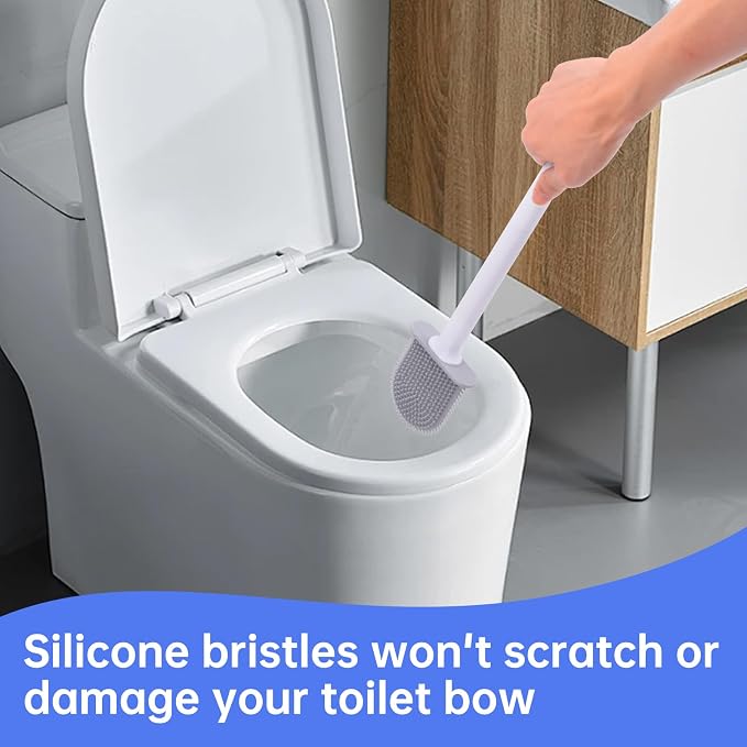 RV Toilet Bowl Brush, Toilet Brush Silicone Won't Damage Toilets, Wall Mounted Toilet Brush-Anti-Roll, Anti-Drip Design, Suitable for RV Travel Trailers and Campers, Made by RVers for RVers