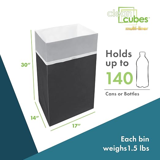 Clean Cubes 30 Gallon Multi-Liner Pop-Up Trash Cans, 3-Pack (Black) | 3 Stacked Liners Per Bin, 9 Uses Per Pack, Swap Liners Without Touching Trash, No Assembly, Designed to Be Seen, Not Hidden