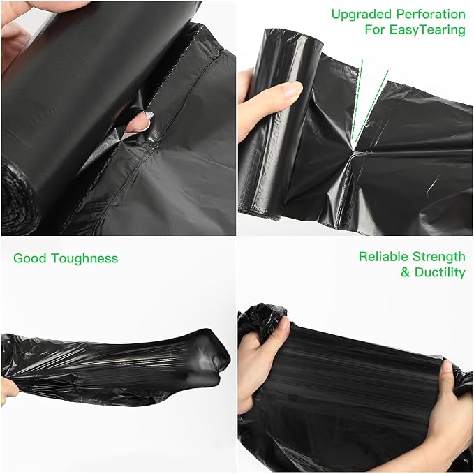 2.6-Gallon Trash Bags 200 Pack - Unscented Clear Black Biodegradable Leakproof Garbage Bags Heavy Duty Wastebasket Liners Versatile for Bedoom Office Kitchen Inwaysin