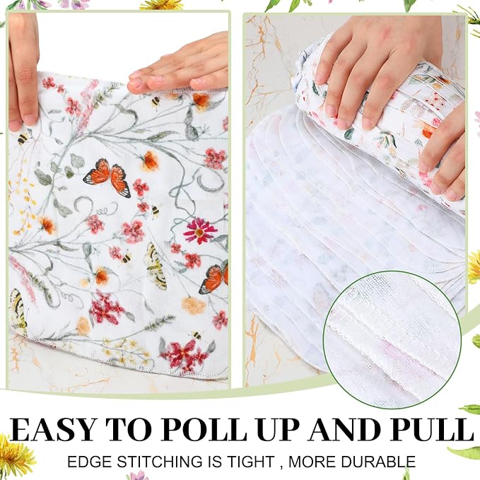 Reusable Kitchen Cloths Cotton Towel, 36 Pack, Vintage Wildflower | Washable 9.84x11.81in, Paperless Towel Rolls Bulk, Cleaning Cloth Napkins for Dishes